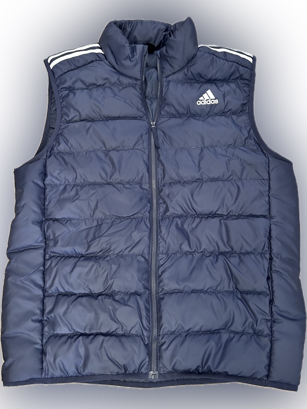 Adidas Navy Quilted Puffer Vest with High Collar